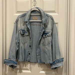 Free People distressed denim jacket